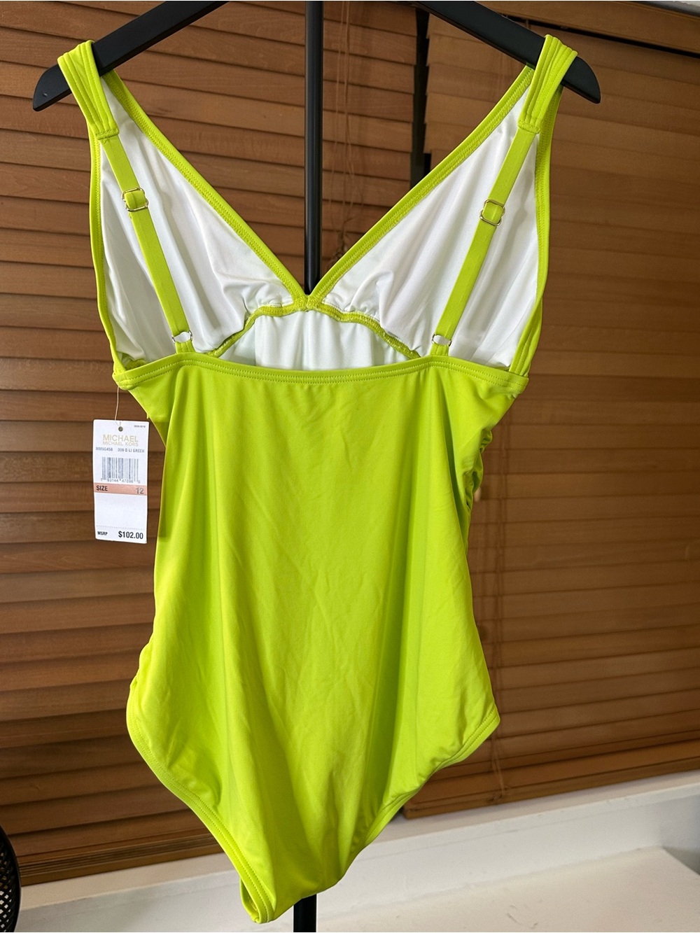 Michael Kors Neon Lime One Piece Swimsuit NWT Size 12 - Picture 4 of 5